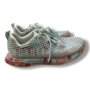 No Bull Floral Blue Mesh Trainers Blue Sneaker Tennis Shoe Men’s 7.5 Women’s 9